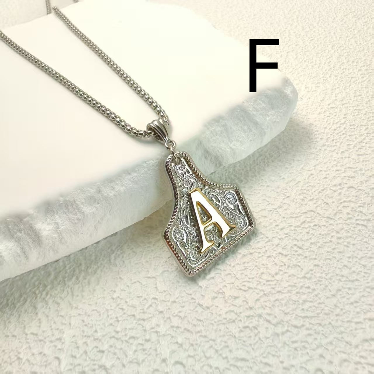 Western Pattern Cow Pendant Letter Necklace