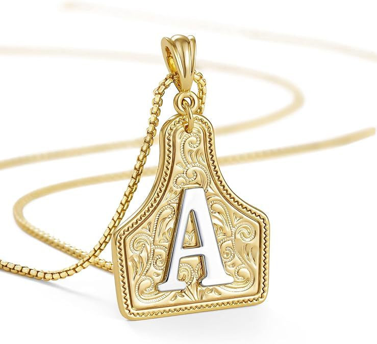 Western Pattern Cow Pendant Letter Necklace