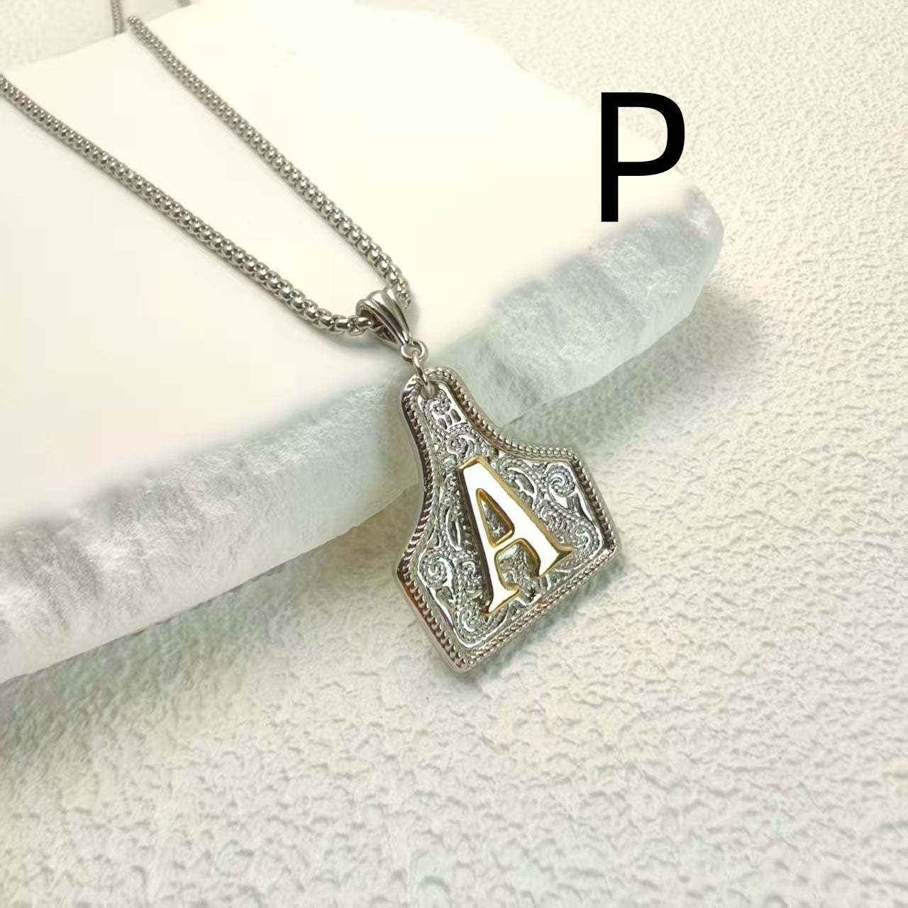 Western Pattern Cow Pendant Letter Necklace
