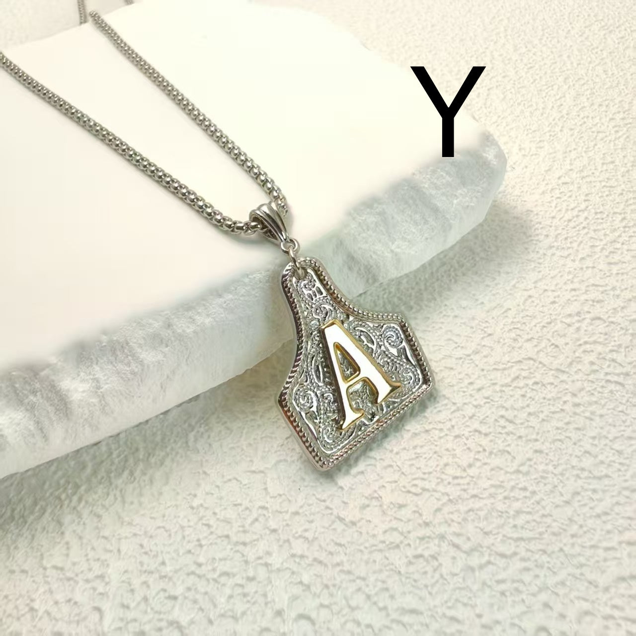 Western Pattern Cow Pendant Letter Necklace