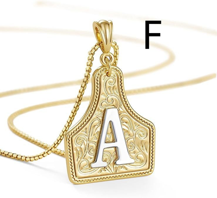 Western Pattern Cow Pendant Letter Necklace
