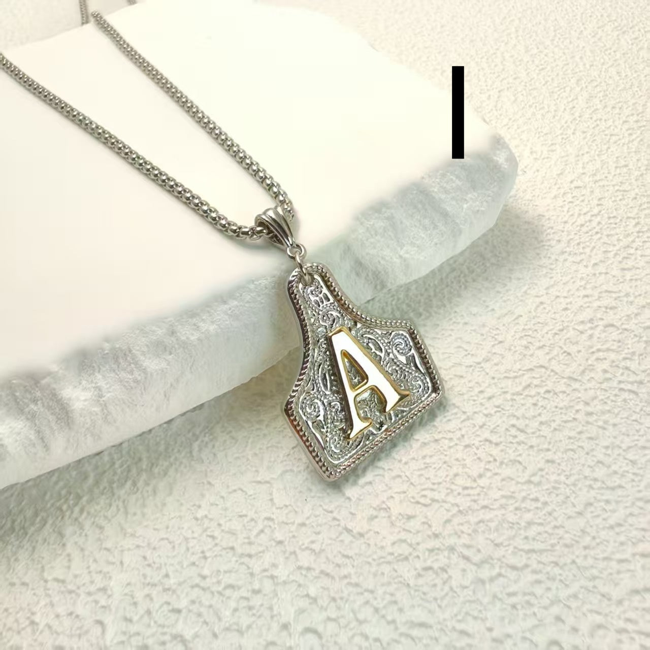 Western Pattern Cow Pendant Letter Necklace