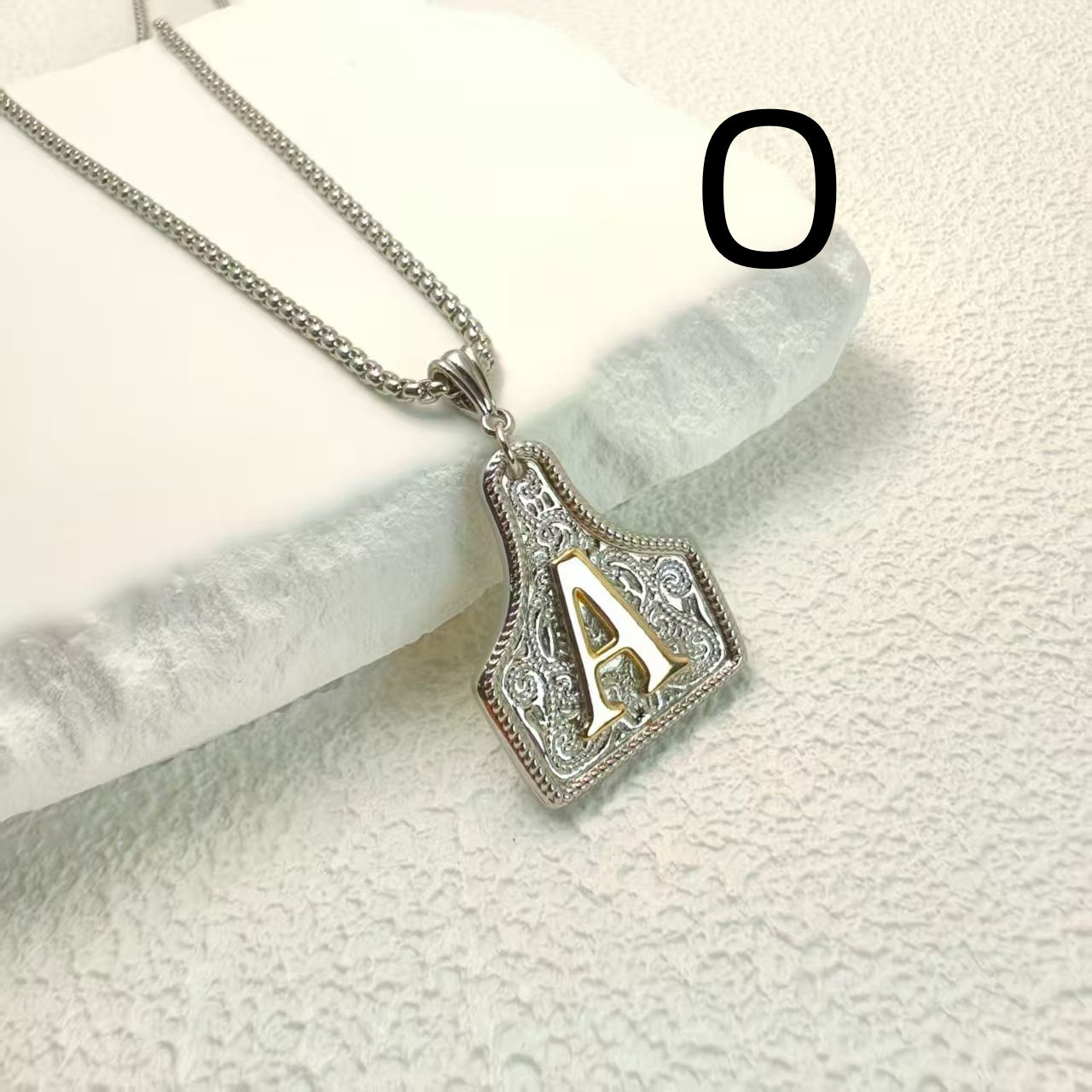 Western Pattern Cow Pendant Letter Necklace