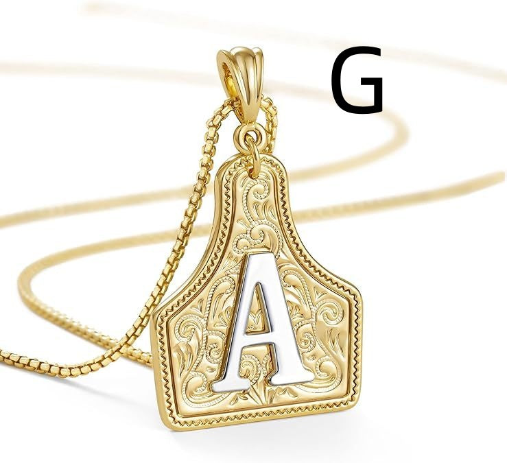 Western Pattern Cow Pendant Letter Necklace