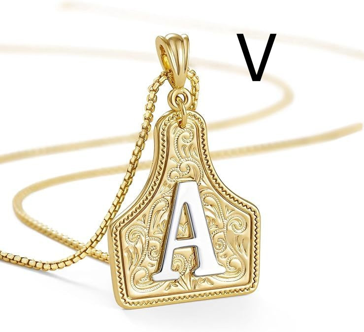Western Pattern Cow Pendant Letter Necklace