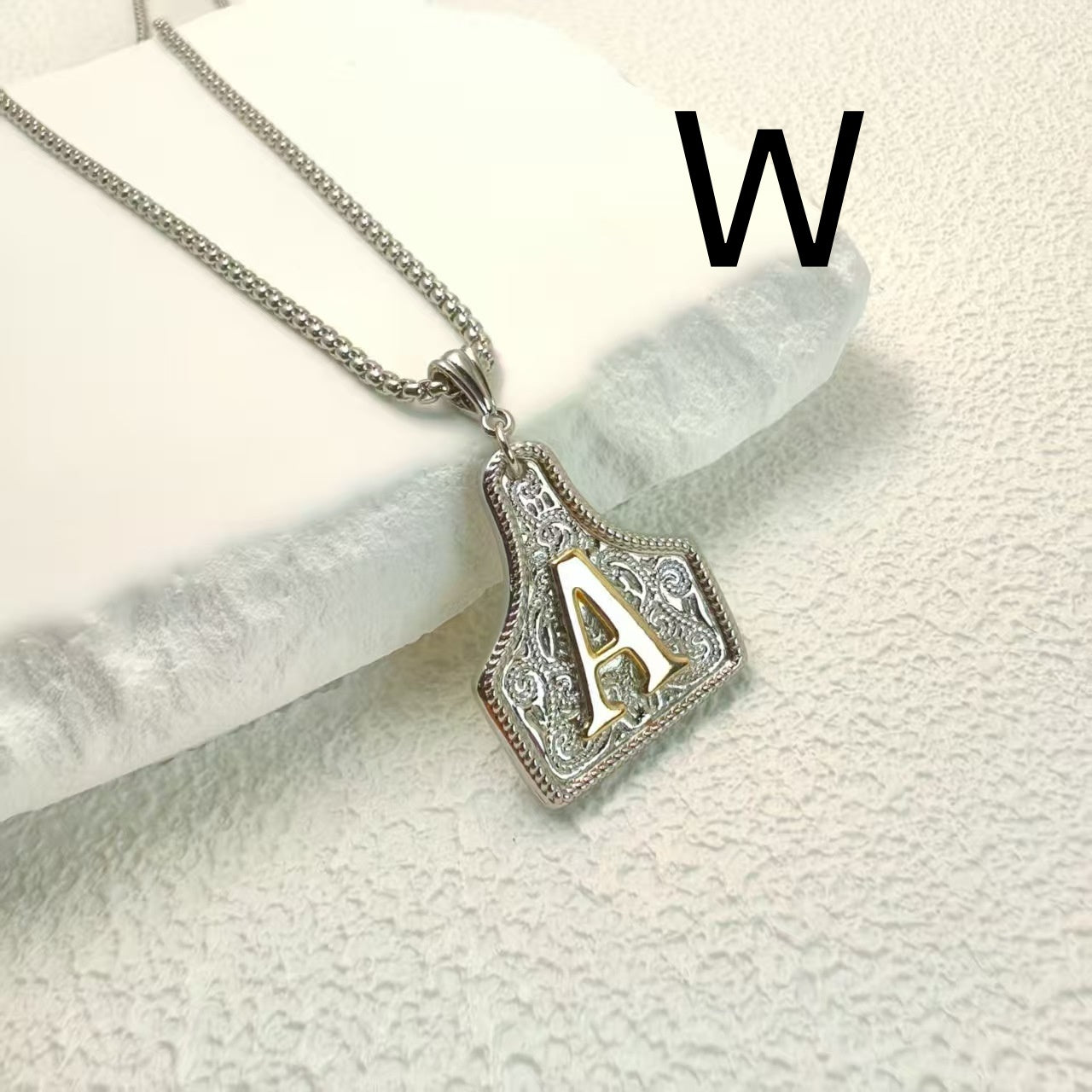 Western Pattern Cow Pendant Letter Necklace