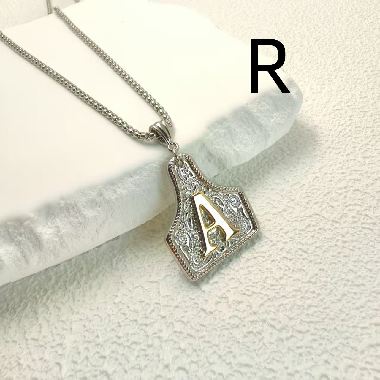 Western Pattern Cow Pendant Letter Necklace