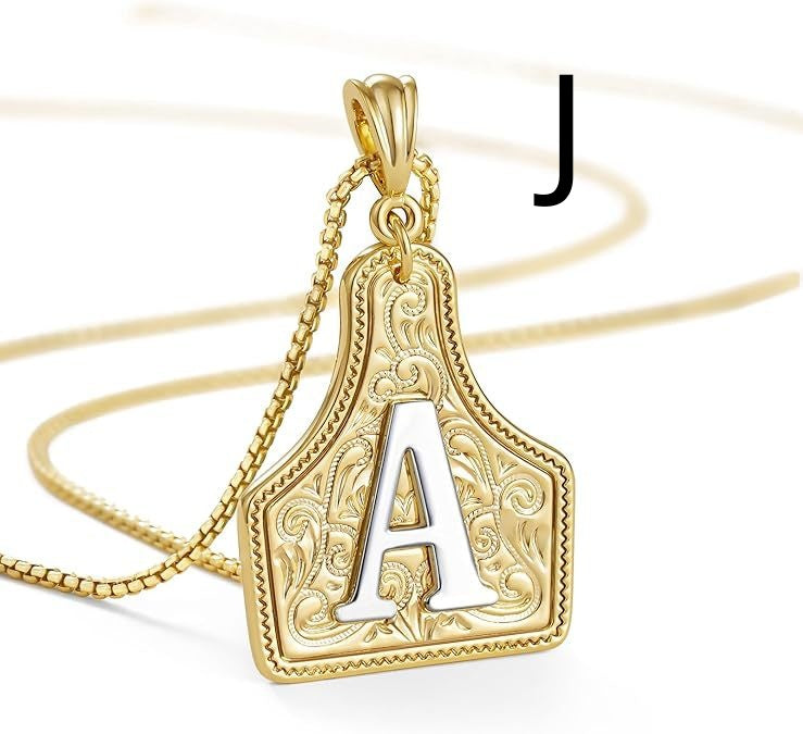 Western Pattern Cow Pendant Letter Necklace