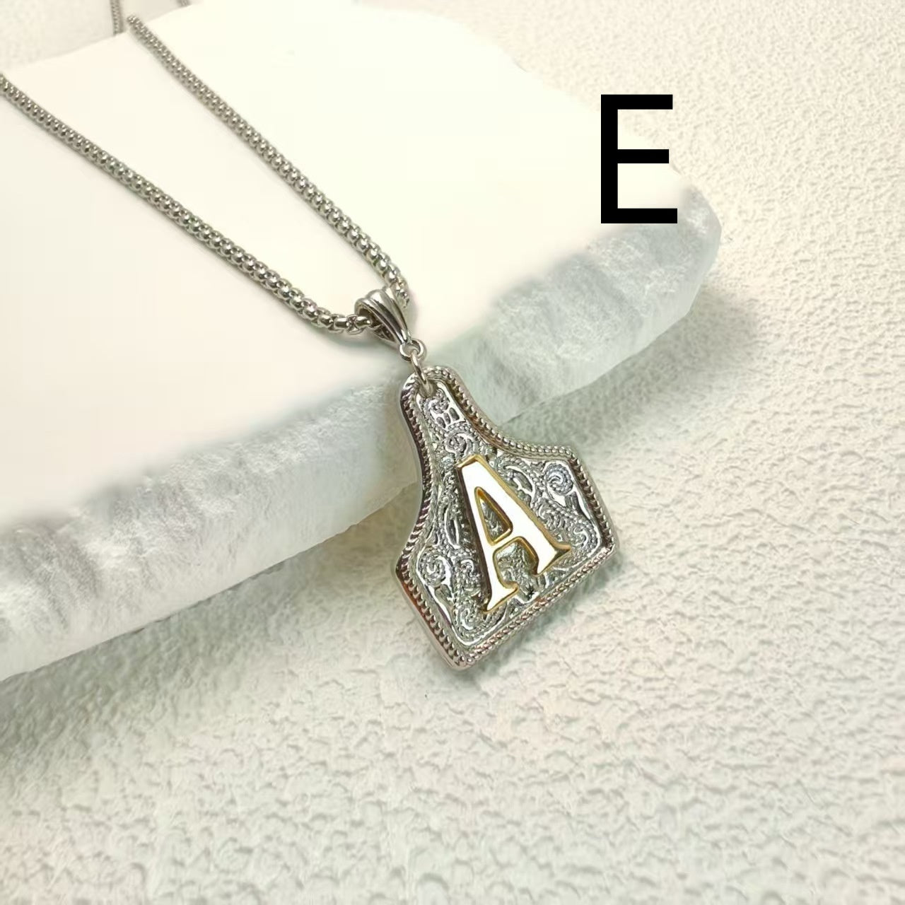 Western Pattern Cow Pendant Letter Necklace
