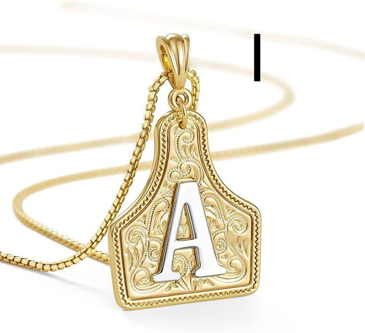 Western Pattern Cow Pendant Letter Necklace