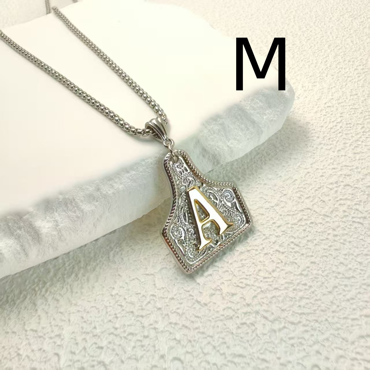 Western Pattern Cow Pendant Letter Necklace